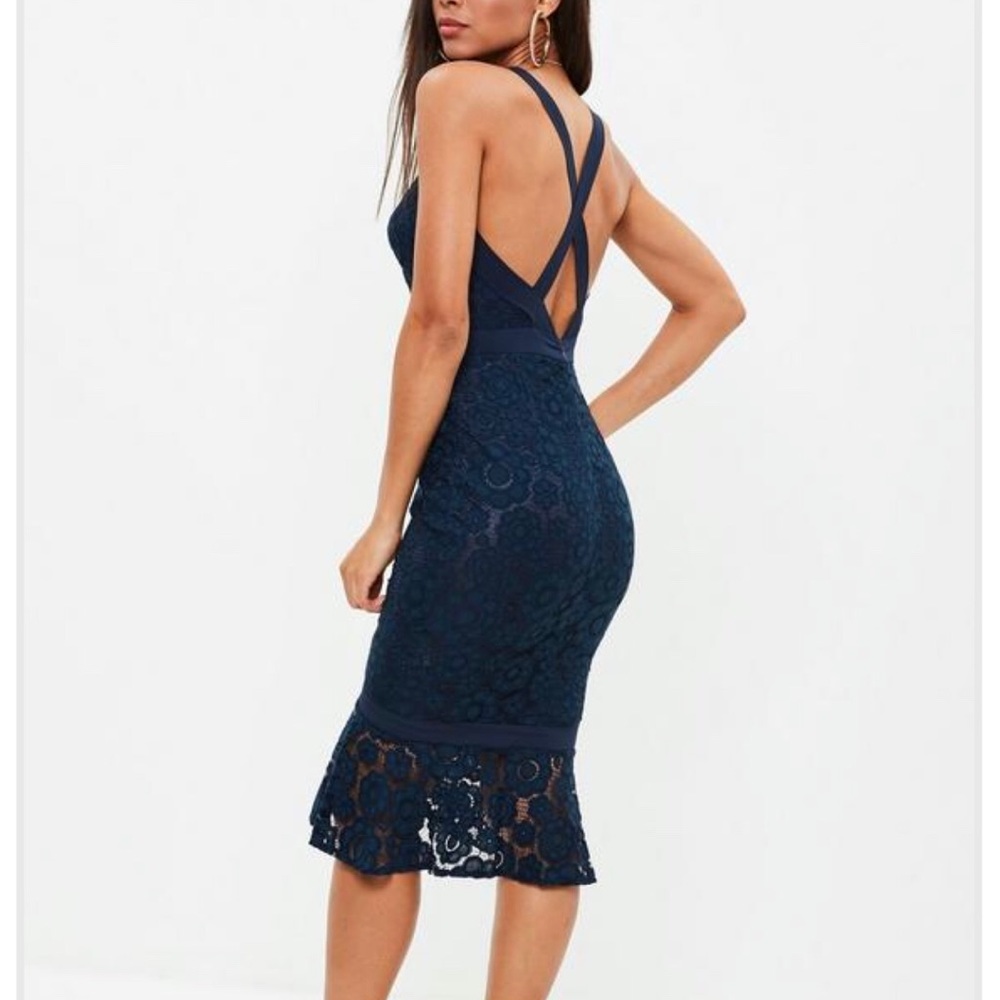 Missguided Mermaid Navy Lace Dress